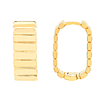 14k Yellow Gold Ribbed Long Hoop Earrings 1/2in