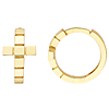 14k Yellow Gold Cube Cross Hoop Earrings