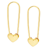 14k Yellow Gold Safety Pin Heart Earrings