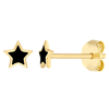 14k Yellow Gold Black Enamel Star Stud Earrings