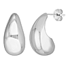 14k White Gold Puffed Teardrop Pillow Earrings 3/4in