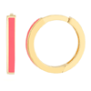 14k Yellow Gold Neion Pink Enamel Huggie Hoop Earrings