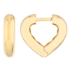 14k Yellow Gold Heart Huggie Hoop Earrings