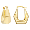 14k Yellow Gold Puff Pentagon Oval Hoop Earrings