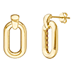 14k Yellow Gold Oval Door Knocker Hoop Earrings