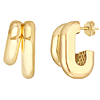 14k Yelow Gold Double J Hoop Earrings 3/4in