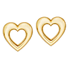 14k Yellow Gold Open Heart Stud Earrings