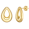 14k Yellow Gold Open Puffy Teardrop Stud Earrings