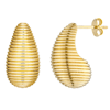 14k Yellow Gold Fluted Teardrop Earrings
