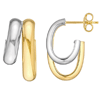 14k Two-Tone Gold Side by Side Open Hoop Earrings