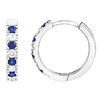 14k White Gold .66 ct tw Diamond and Sapphire Huggie Hoop Earrings