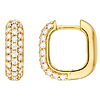 14k Yellow Gold .62 ct tw 3 Row Diamond Pave Paper Clip Hoop Earrings