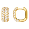 14k Yellow Gold .81 ct tw 5 Row Diamond Pave Paper Clip Hoop Earrings