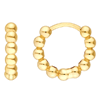 14k Yellow Gold Bead Huggie Hoop Earrings