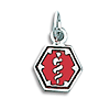 Hexagonal Medical Charm 1/4in - Sterling Silver