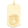 1 5/8in US Marine Corps Dog Tag - 10k Yellow Gold