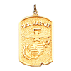 1in US Marine Corps Dog Tag - 10k Yellow Gold
