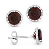 14k Yellow Gold 2.2 ct tw Garnet and Diamond Halo Stud Earrings AA Quality