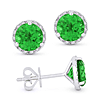 14k White Gold 1.6 ct tw Created Emerald and Diamond Halo Stud Earrings AA Quality