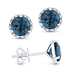 14k White Gold 2.0 ct tw London Blue Topaz and Diamond Halo Stud Earrings AA Quality