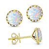14k Yellow Gold 1.38 ct tw Ethiopian Opal and Diamond Halo Stud Earrings AA Quality