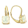 14k Yellow Gold 1.8 ct tw Cushion Cut Opal and Diamond Leverback Earrings AA Quality