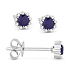 14k White Gold 0.30 ct tw Created Blue Sapphire and Diamond Halo Stud Earrings AA Quality