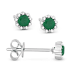 14k White Gold 0.24 ct tw Emerald and Diamond Halo Stud Earrings AA Quality