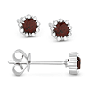 14k Yellow Gold 0.28 ct tw Garnet and Diamond Halo Stud Earrings
