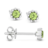 14k Yellow Gold 0.26 ct tw Peridot and Diamond Halo Stud Earrings AA Quality