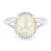 14k White Gold Oval Ethiopian Opal and Diamond Halo Ring