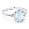 14k White Gold Aquamarine and Diamond Halo Ring