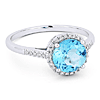 14k White Gold Blue Topaz and Diamond Halo Ring