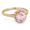 14k Rose Gold Created Morganite and Diamond Halo Ring