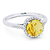 14k White Gold Citrine and Diamond Halo Ring