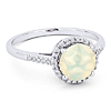 14k White Gold Ethiopian Opal and Diamond Halo Ring