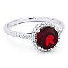14k White Gold Created Ruby and Diamond Halo Ring