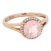 14k Rose Gold Round Created Morganite and Diamond Classic Halo Ring