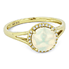 14k Yellow Gold Ethiopian Opal and Diamond Classic Halo Ring