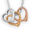 Sterling Silver 16in Three Tone Hearts Necklace