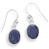 Sterling Silver Oval Rough-cut Sapphire French Wire Earrings