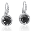 18k White Gold 2.48 ct tw Rose-cut Black Diamond Dangle Earrings with White Diamond Accents