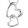Sterling Silver Diva Diamonds Double Hearts Necklace