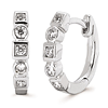 14k White Gold 1/5 ct tw Diamond Square And Round Bezel Hoop Earrings
