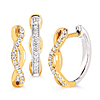 10k Two-tone Gold 1/4 ct tw Diamond Reversible Twist Huggie Hoop Earrings