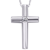 10k White Gold .05 ct Diamond Latin Cross Pendant Necklace
