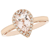 14k Rose Gold 0.85 ct Pear Morganite Halo Ring with Diamonds