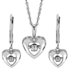 Sterling Silver Shimmering Diamonds Heart Earrings and Pendant Set