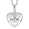 Sterling Silver .02 ct Shimmering Diamond Heart Necklace