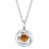 Silver 3/8 ct Shimmering Citrine Knot Necklace with Diamond Accents